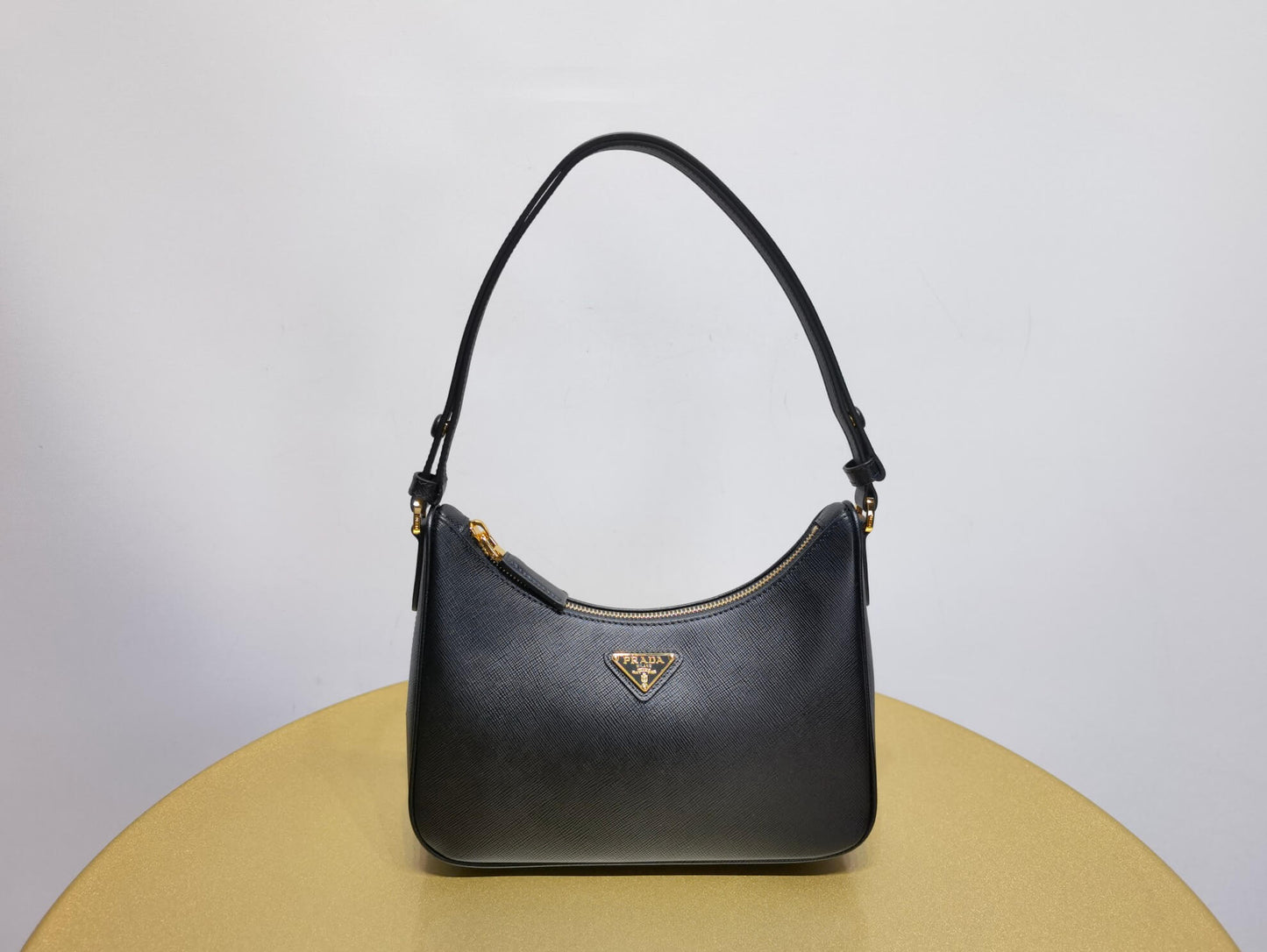 pra re edition saffiano leather mini axillary pouch bag black 1bc204