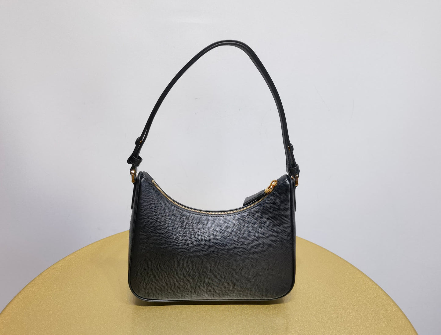 pra re edition saffiano leather mini axillary pouch bag black 1bc204