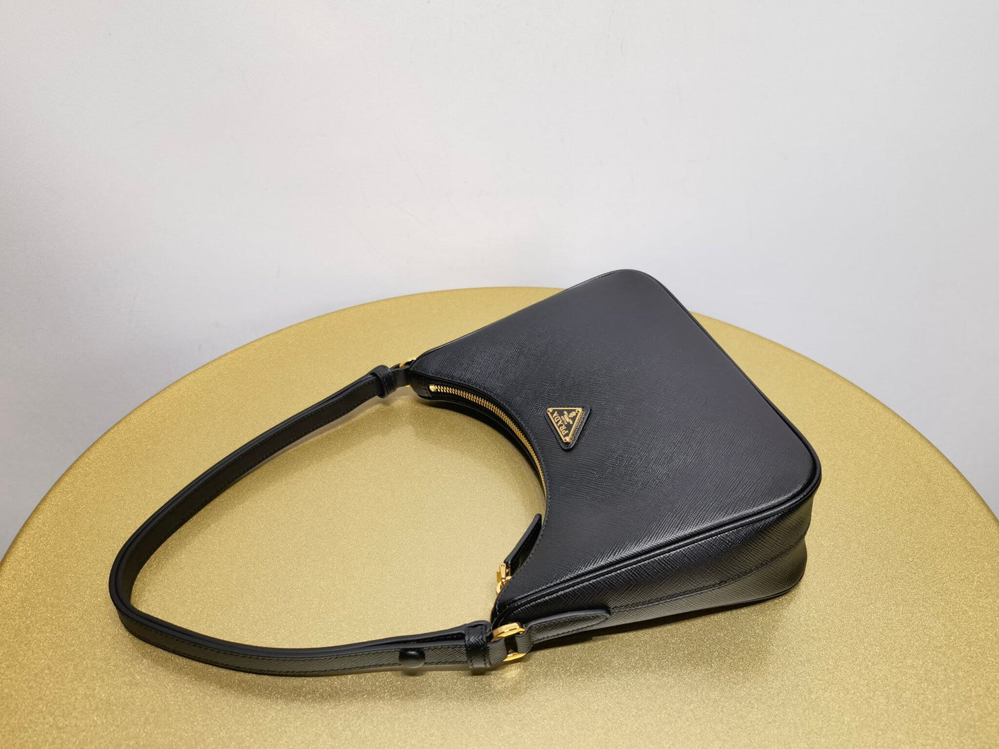 pra re edition saffiano leather mini axillary pouch bag black 1bc204