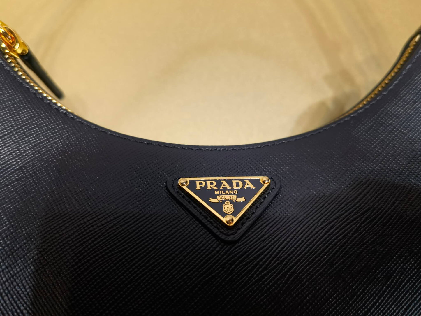 pra re edition saffiano leather mini axillary pouch bag black 1bc204