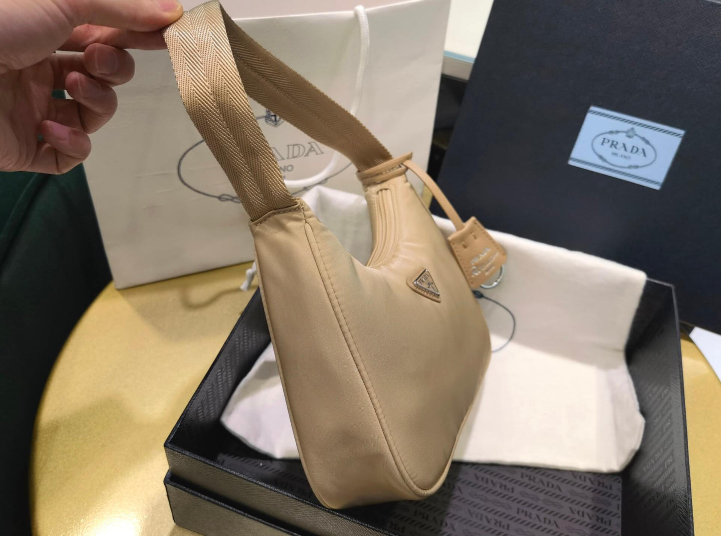 pra re nylon prada re edition 2000 mini bag axillary pouch 1ne515 apricot