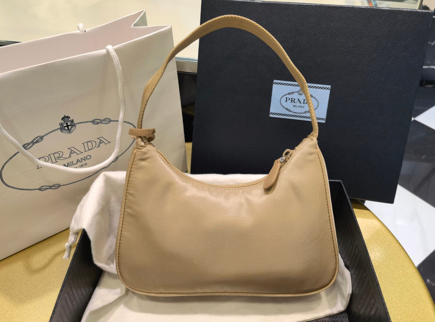 pra re nylon prada re edition 2000 mini bag axillary pouch 1ne515 apricot