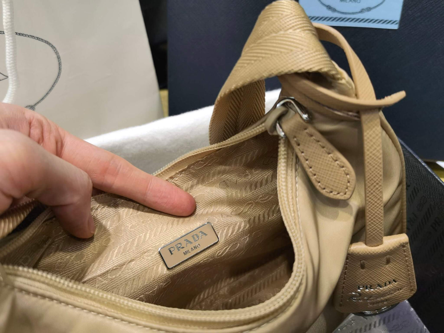 pra re nylon prada re edition 2000 mini bag axillary pouch 1ne515 apricot