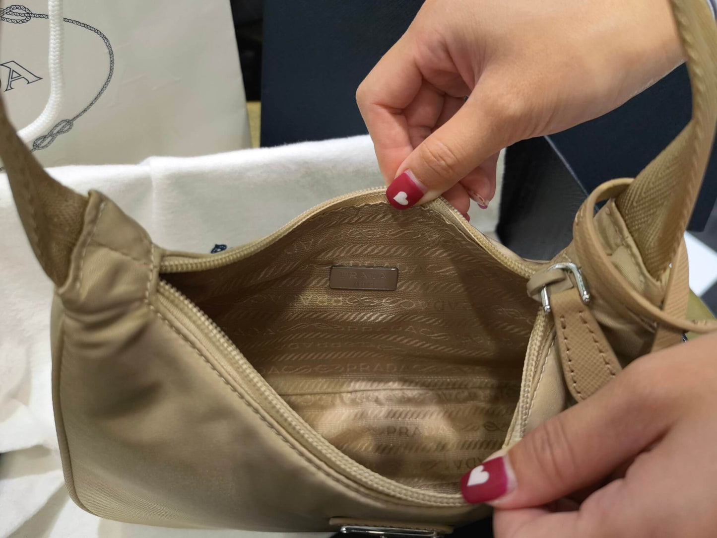 pra re nylon prada re edition 2000 mini bag axillary pouch 1ne515 apricot