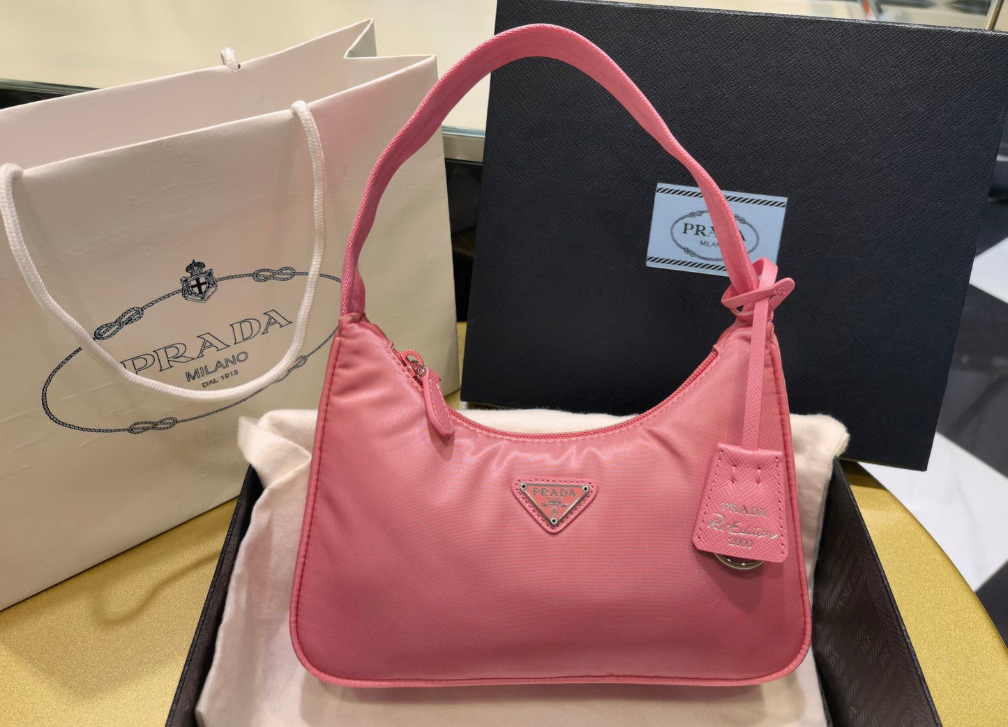 PRA Re-Nylon Prada Re-Edition 2000 mini bag Axillary pouch 1NE515 Begonia pink