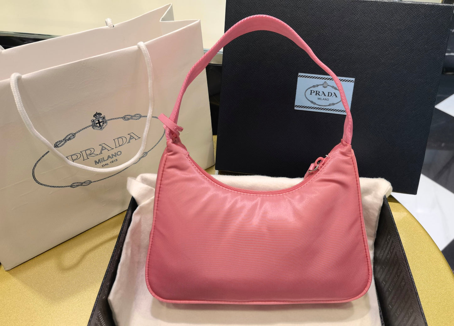 PRA Re-Nylon Prada Re-Edition 2000 mini bag Axillary pouch 1NE515 Begonia pink