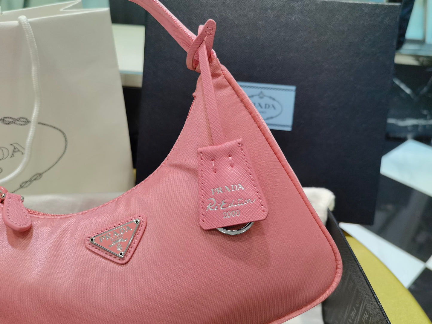 PRA Re-Nylon Prada Re-Edition 2000 mini bag Axillary pouch 1NE515 Begonia pink