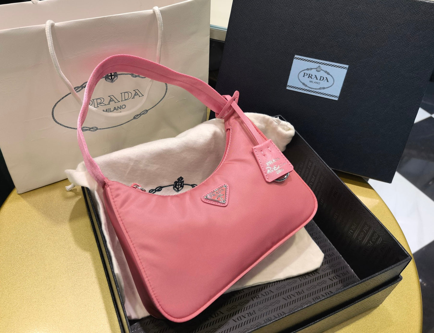 PRA Re-Nylon Prada Re-Edition 2000 mini bag Axillary pouch 1NE515 Begonia pink