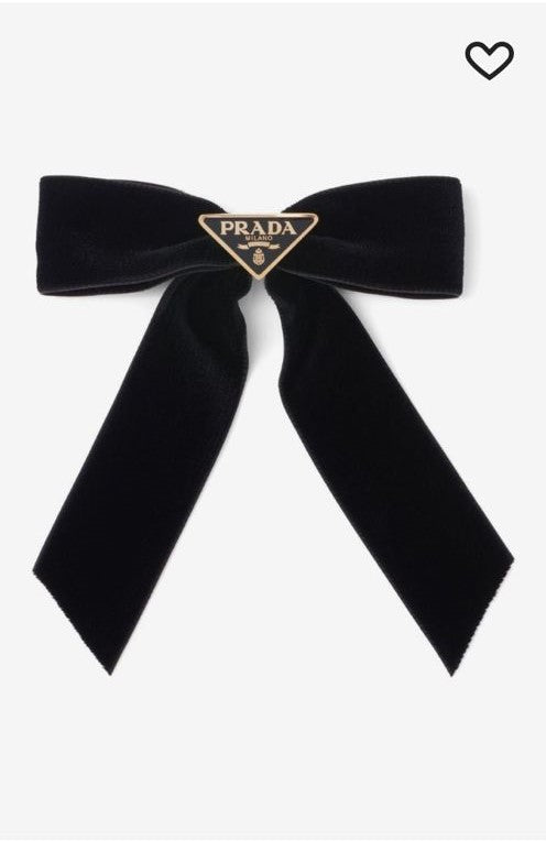 pra triangle logo bow velvet hair clip xy082701 black
