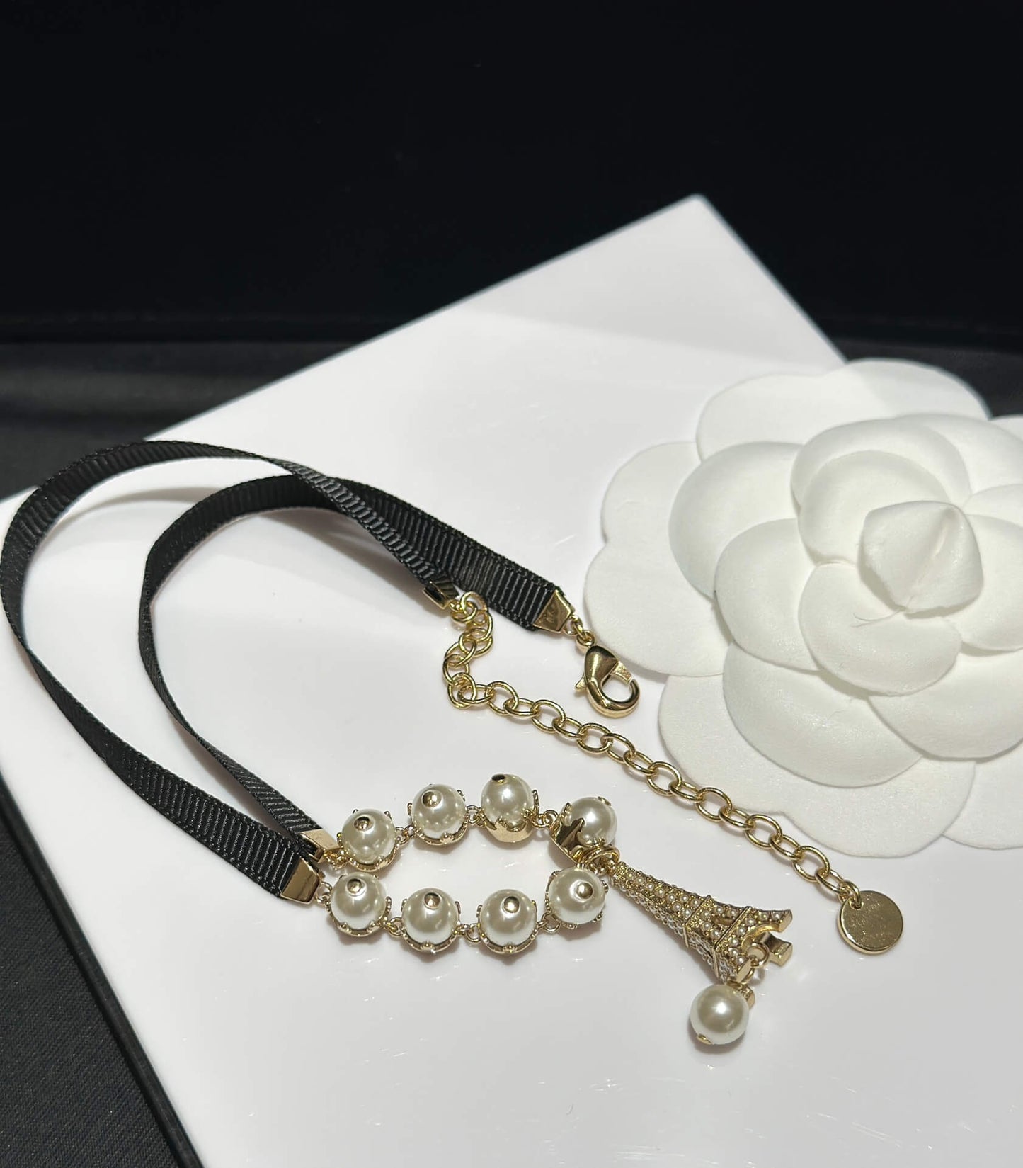 pearl double c diamond necklace versatile fashion celebrity style xlc7