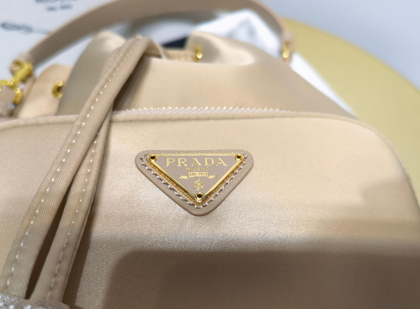 Prada Duet Re-Nylon bucket bag Apricot 1BH038