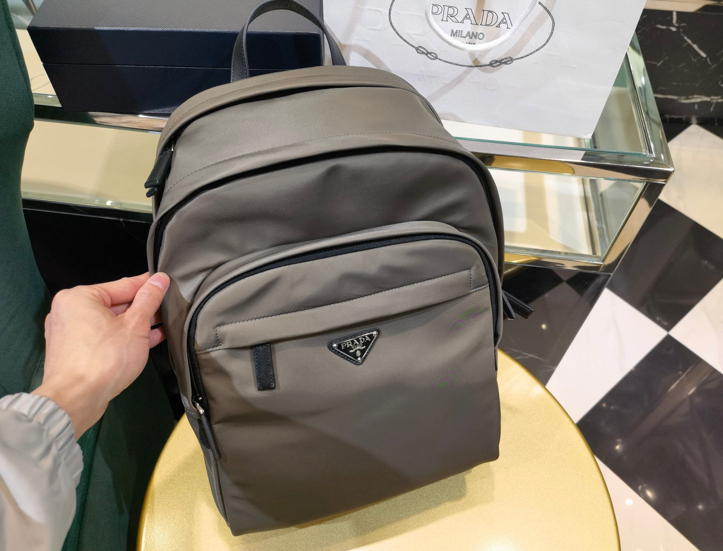 Prada Re-Nylon and Saffiano Leather backpack 2VZ048 gray