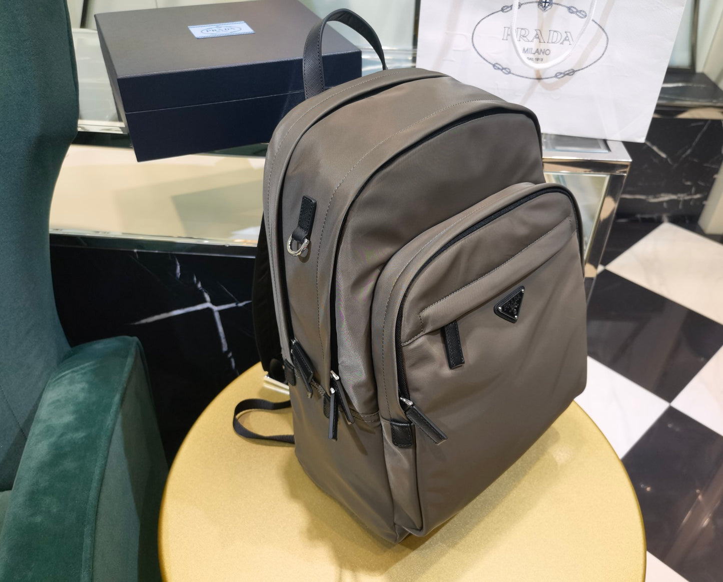 Prada Re-Nylon and Saffiano Leather backpack 2VZ048 gray