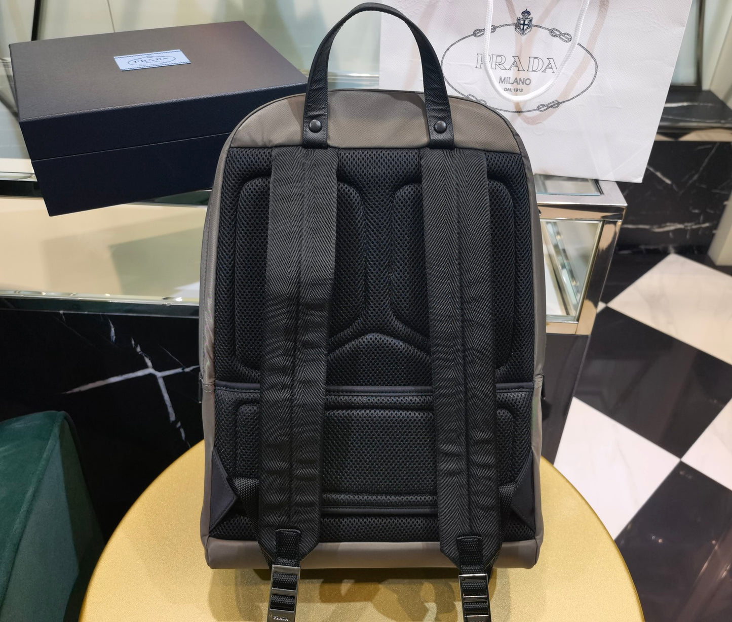 Prada Re-Nylon and Saffiano Leather backpack 2VZ048 gray