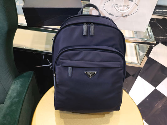 Prada Re-Nylon and Saffiano Leather backpack 2VZ048 navy dark blue