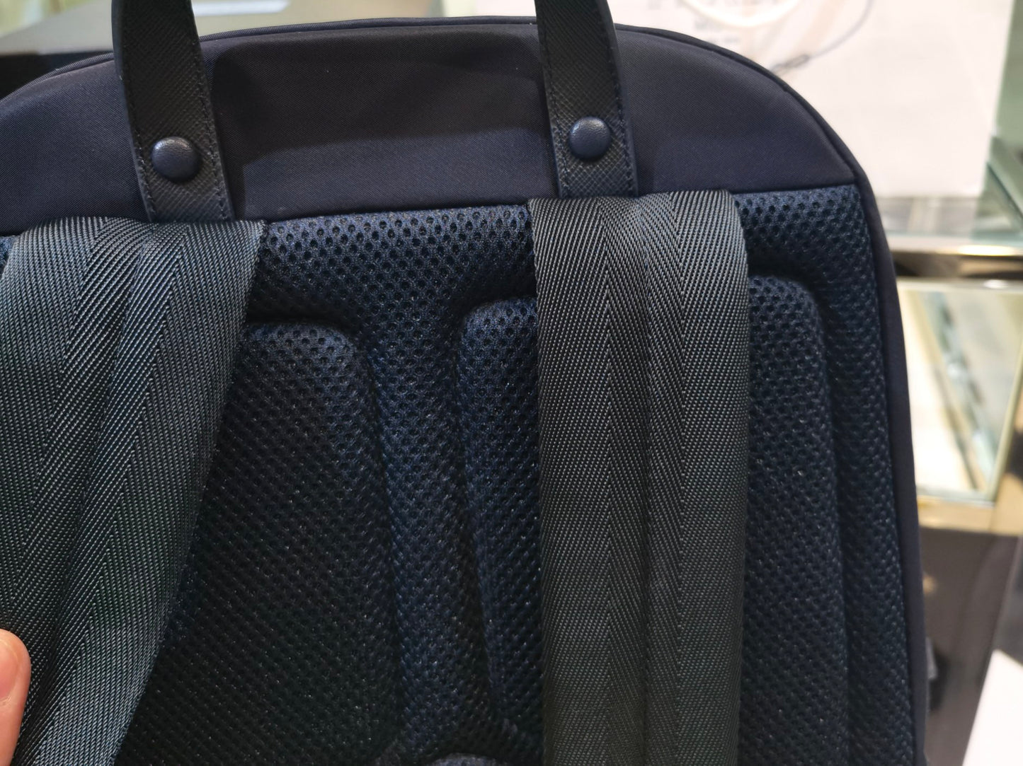 Prada Re-Nylon and Saffiano Leather backpack 2VZ048 navy dark blue