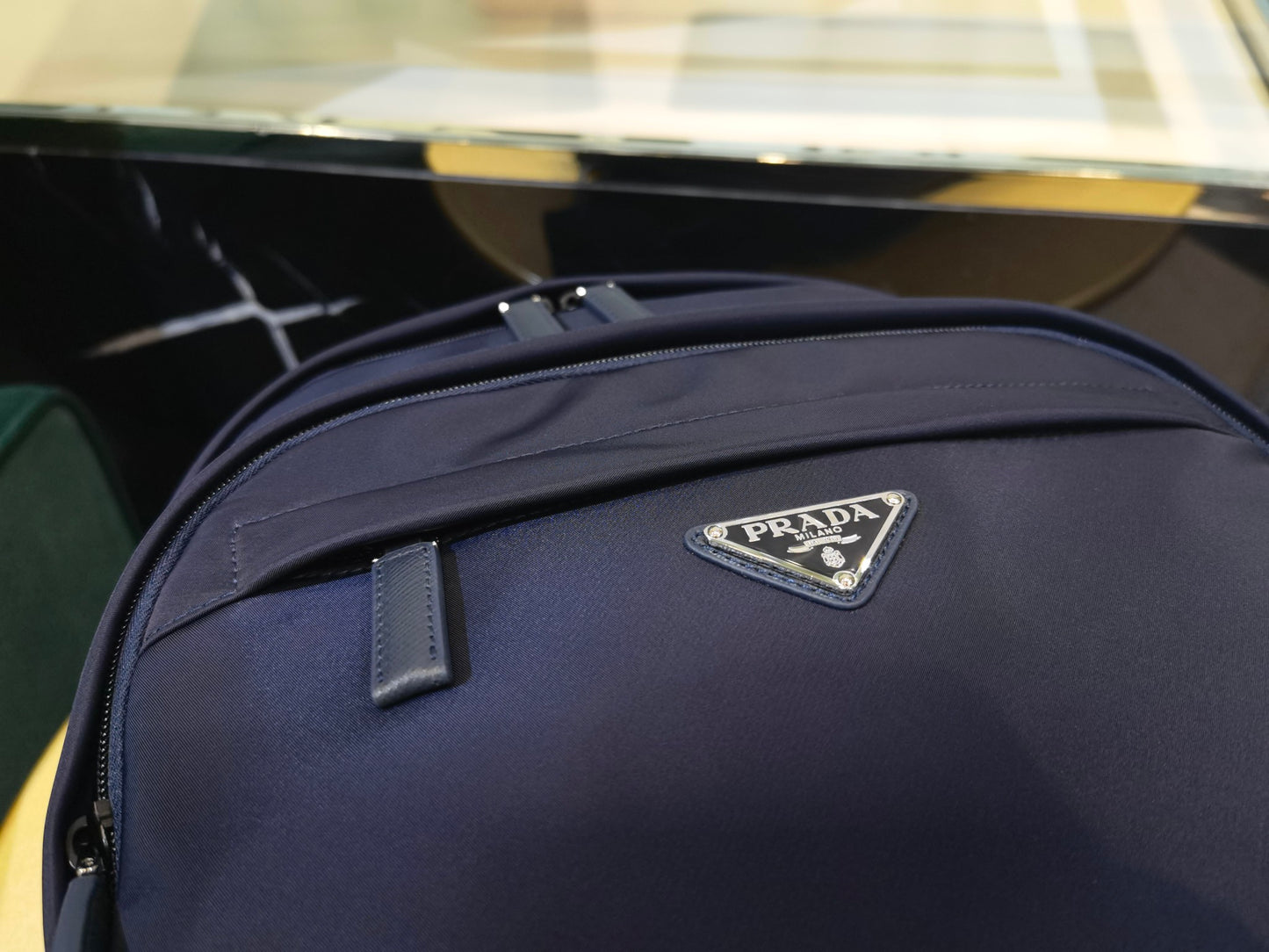 Prada Re-Nylon and Saffiano Leather backpack 2VZ048 navy dark blue