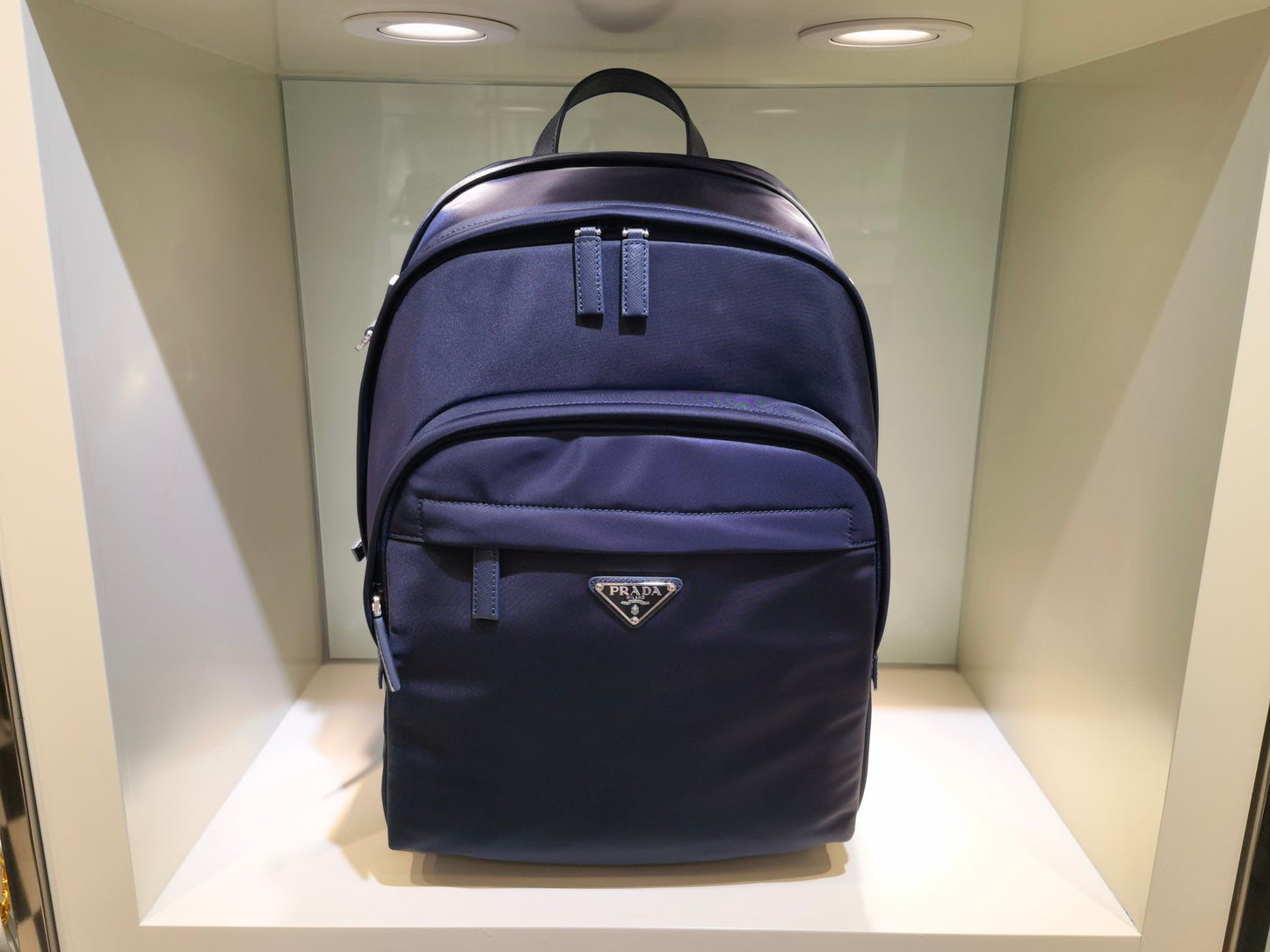 Prada Re-Nylon and Saffiano Leather backpack 2VZ048 navy dark blue