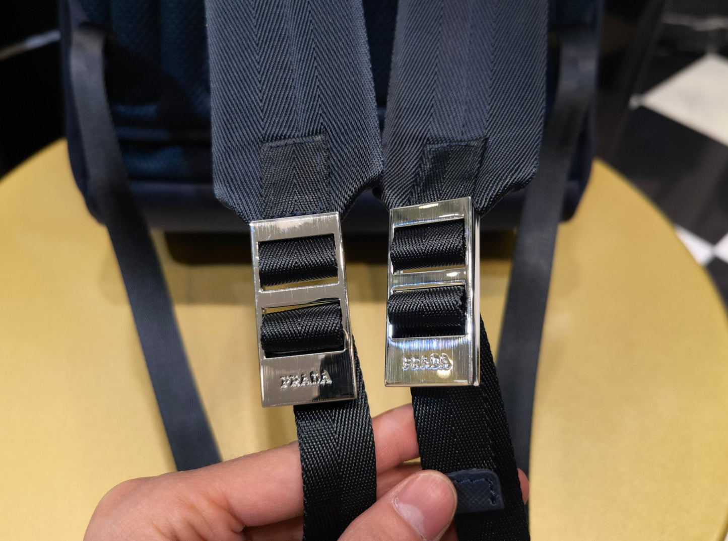 Prada Re-Nylon and Saffiano Leather backpack 2VZ048 navy dark blue