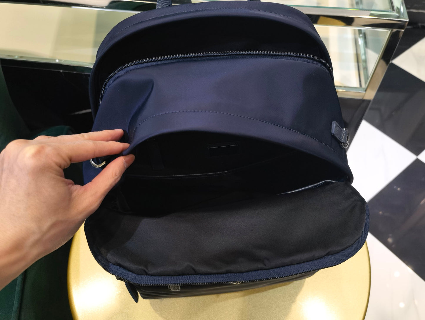 Prada Re-Nylon and Saffiano Leather backpack 2VZ048 navy dark blue
