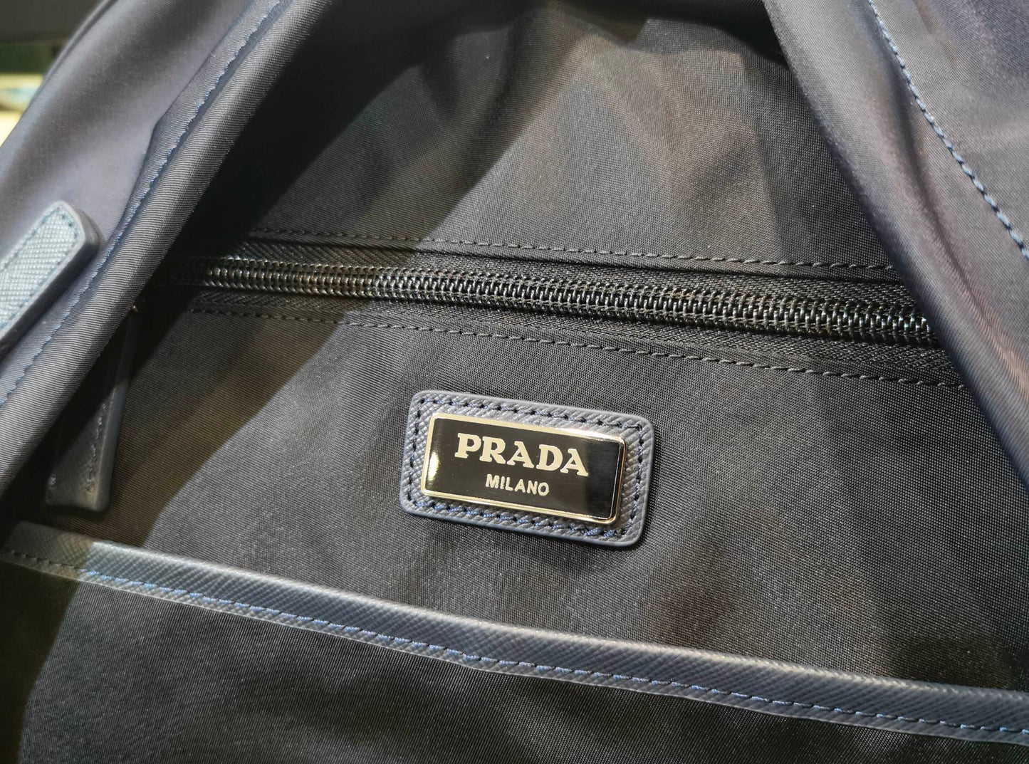 Prada Re-Nylon and Saffiano Leather backpack 2VZ048 navy dark blue