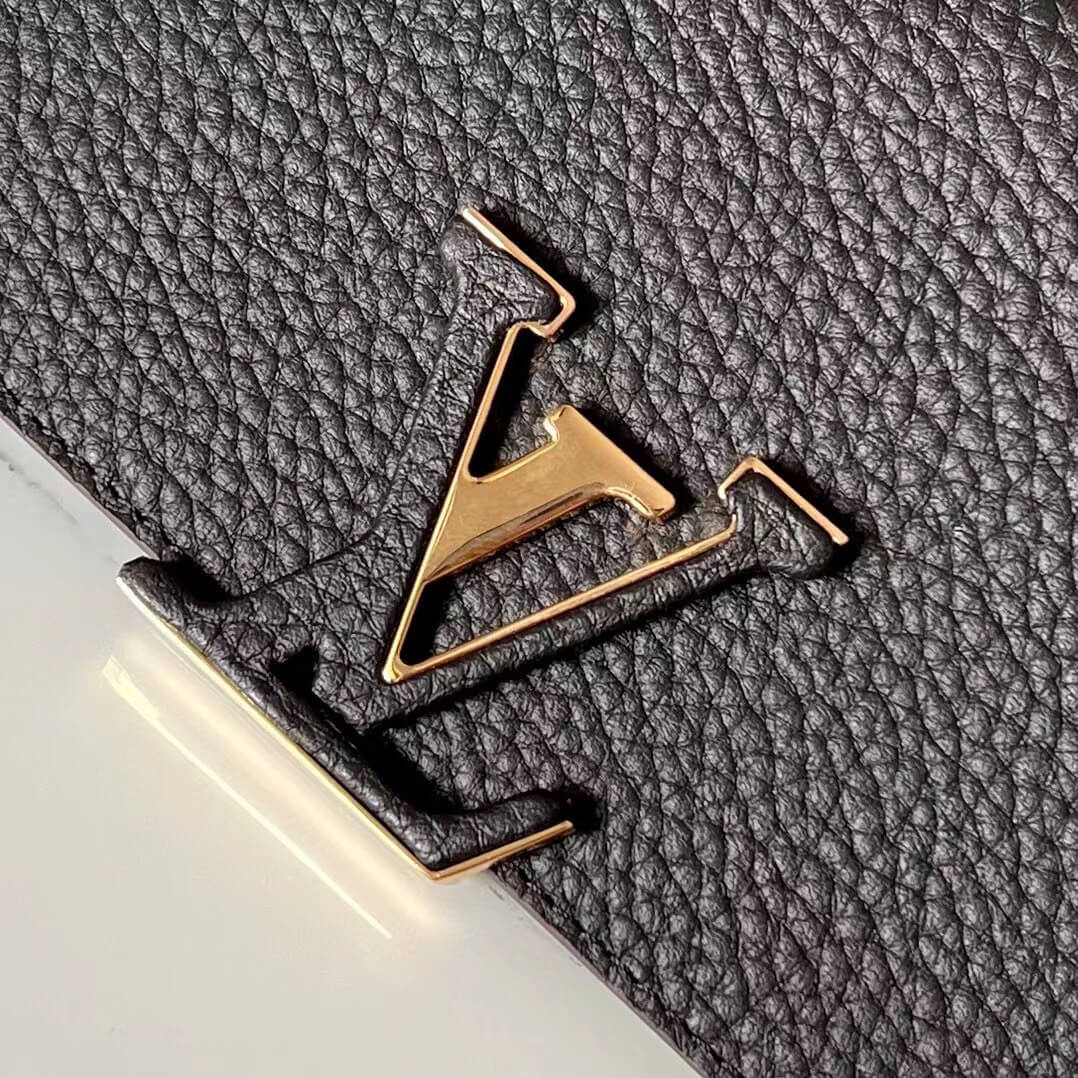 purse black cowhide real leather