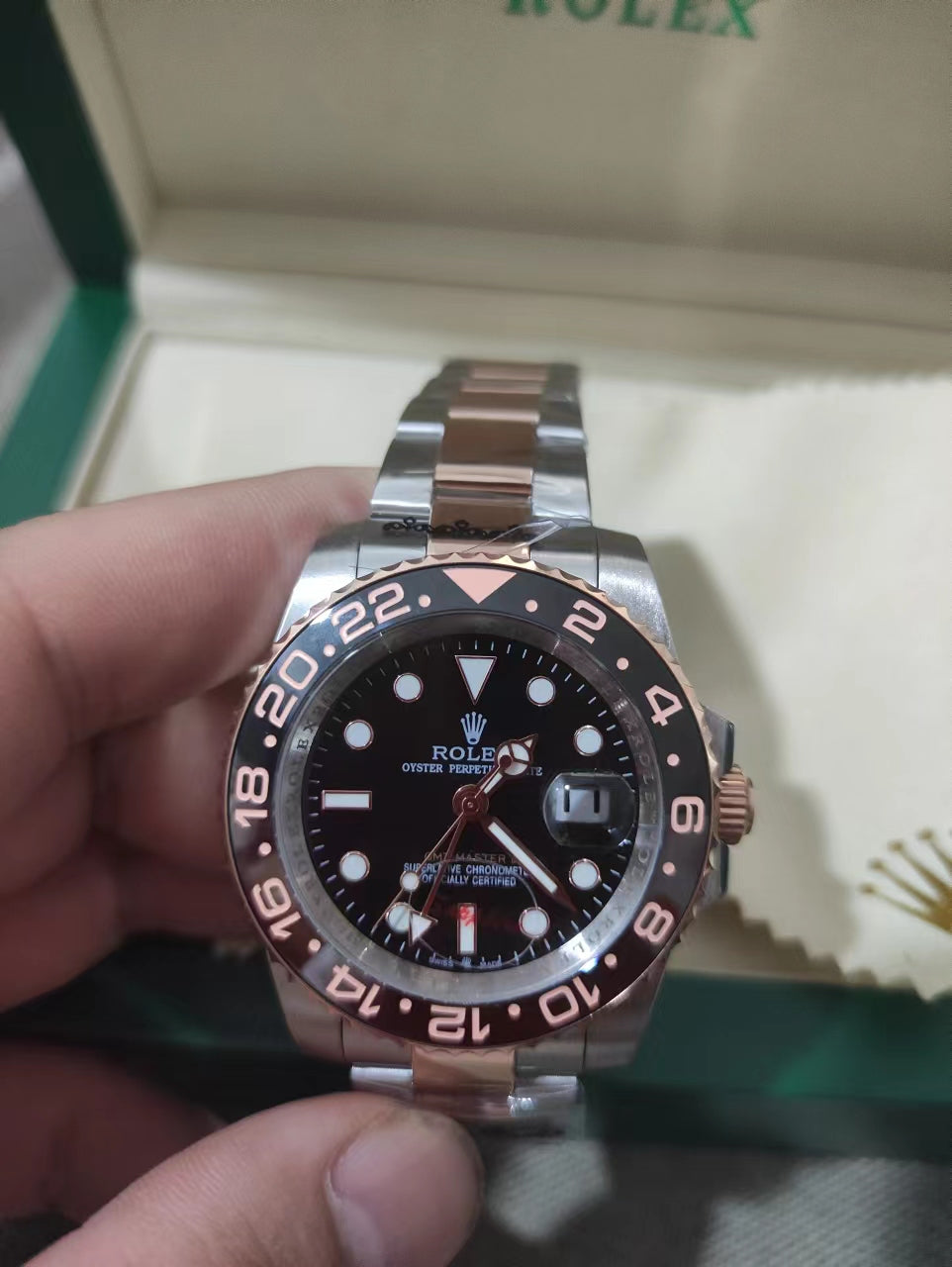 rl automatic watch rose gold with silver 15 423