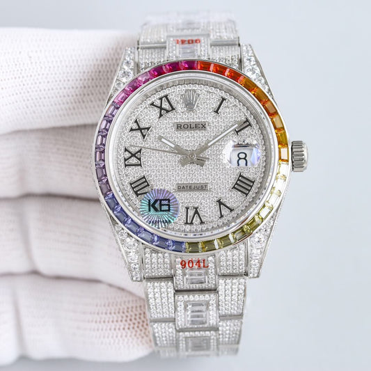rolex 2024 new mens diamond automatic watch silver etx2900