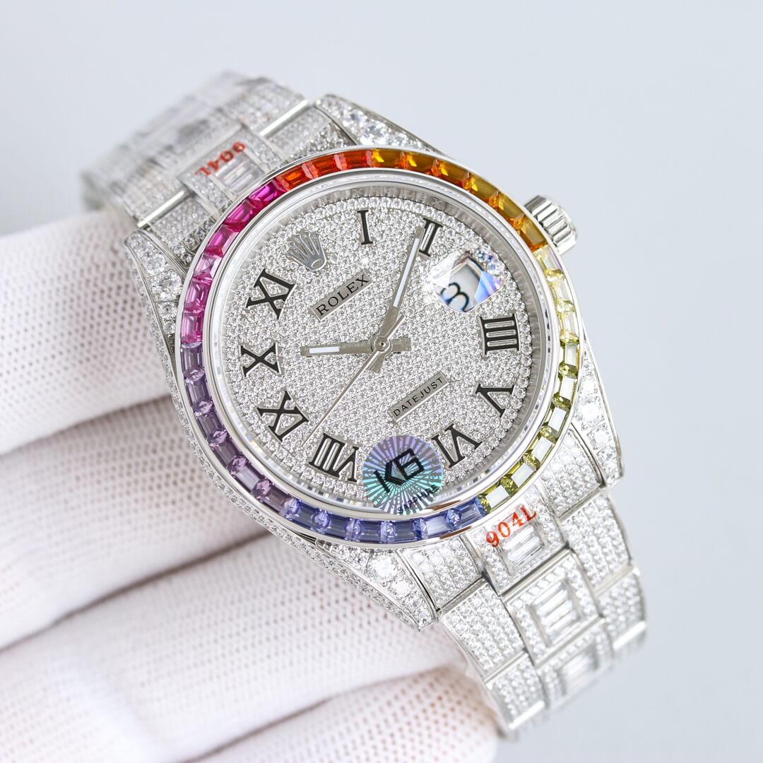 rolex 2024 new mens diamond automatic watch silver etx2900