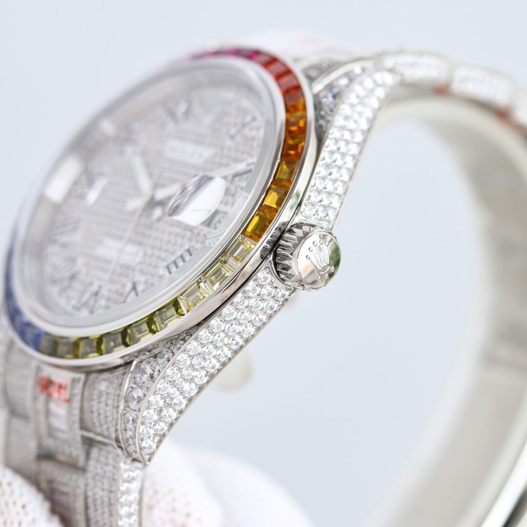 rolex 2024 new mens diamond automatic watch silver etx2900