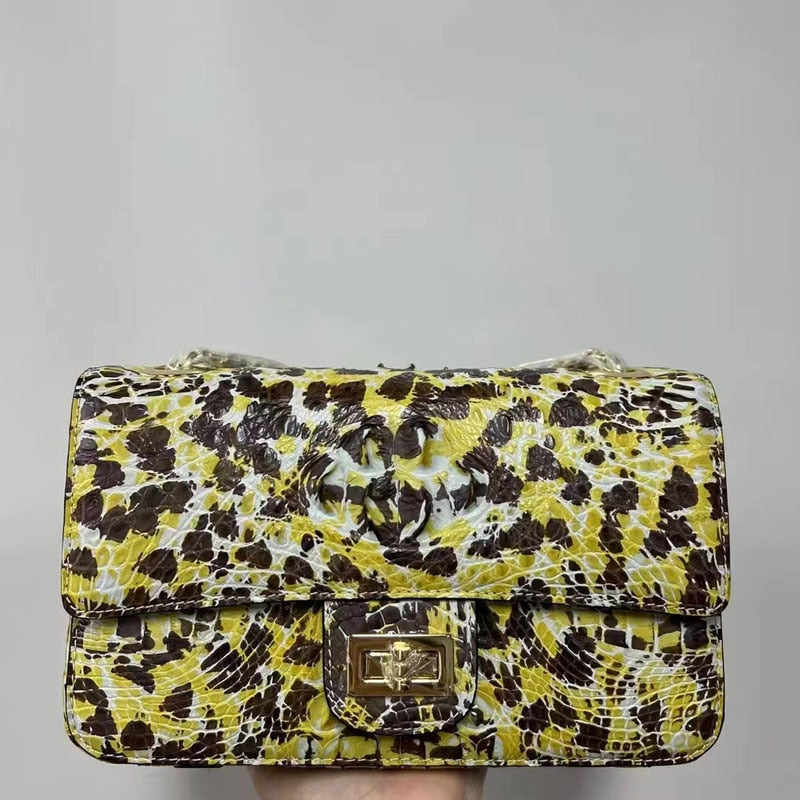 TEE New Skull Crocodile Skin Women's Shoulder Bag Leisure Real Crocodile Leather Lady Crossbody Bag Fashion Large Capacity Bag