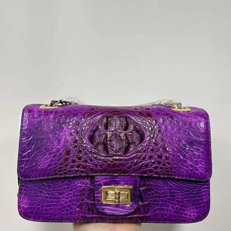 TEE New Skull Crocodile Skin Women's Shoulder Bag Leisure Real Crocodile Leather Lady Crossbody Bag Fashion Large Capacity Bag