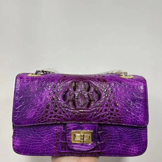 TEE New Skull Crocodile Skin Women's Shoulder Bag Leisure Real Crocodile Leather Lady Crossbody Bag Fashion Large Capacity Bag