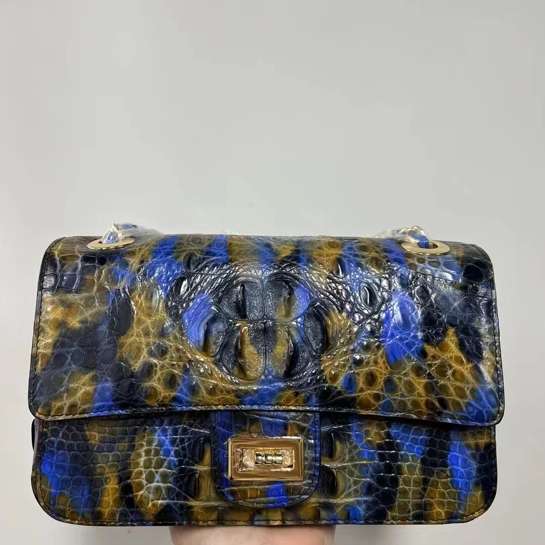 TEE New Skull Crocodile Skin Women's Shoulder Bag Leisure Real Crocodile Leather Lady Crossbody Bag Fashion Large Capacity Bag