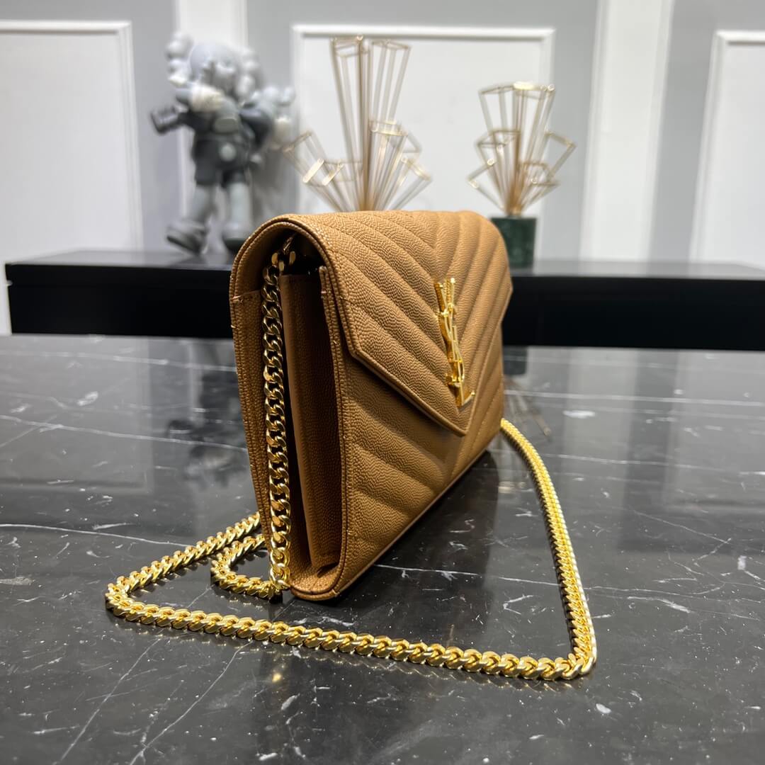 saint lauret chain bag brown 377828