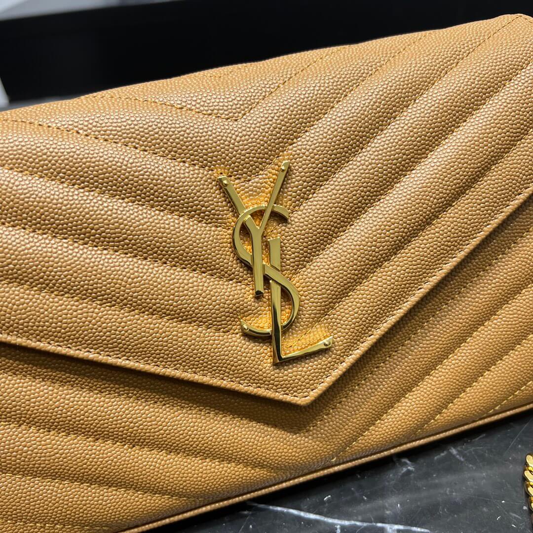 saint lauret chain bag brown 377828