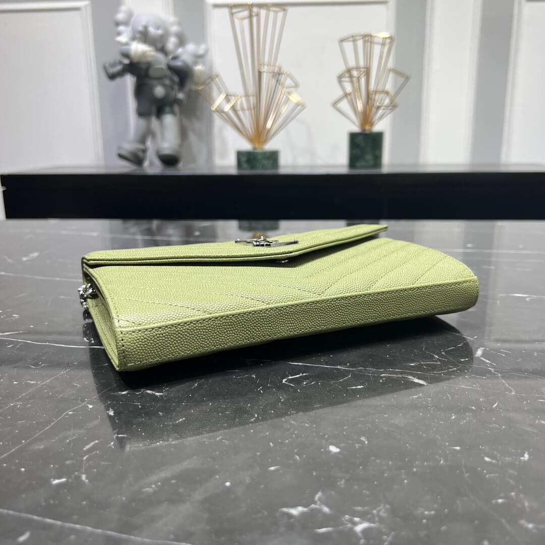 ysl saint lauret chain bag green silver hardware 377828