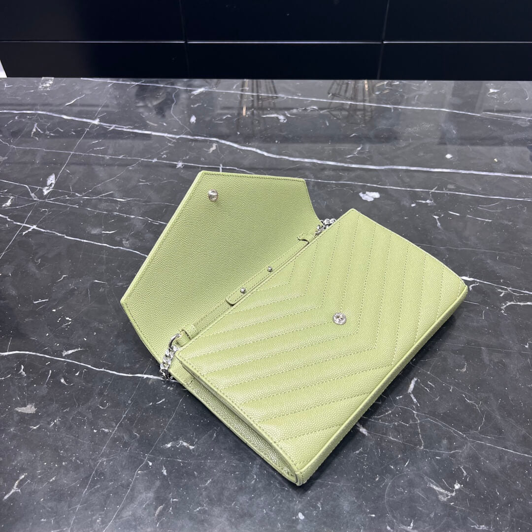 ysl saint lauret chain bag green silver hardware 377828