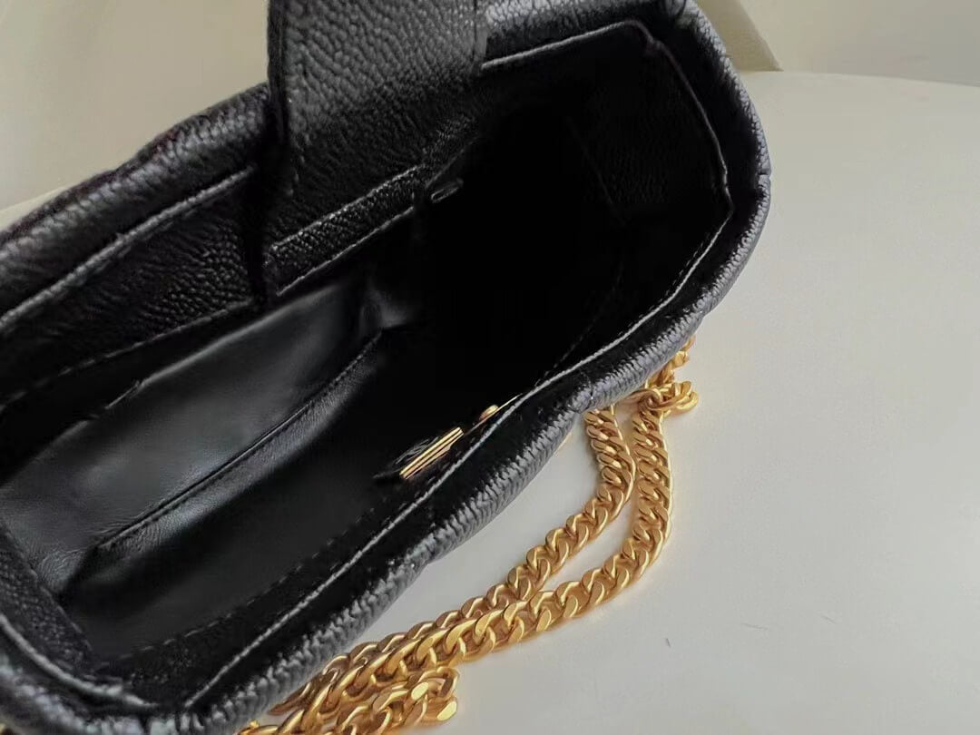 CHA SMALL TOTE BAG Grained Calfskin with Gold-Tone Metal Black AS4437 B14351 94305