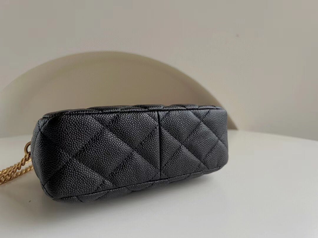 CHA SMALL TOTE BAG Grained Calfskin with Gold-Tone Metal Black AS4437 B14351 94305