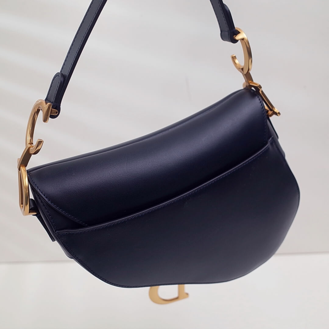 do saddle bag balck gold 26cm hardware plain leather 6816