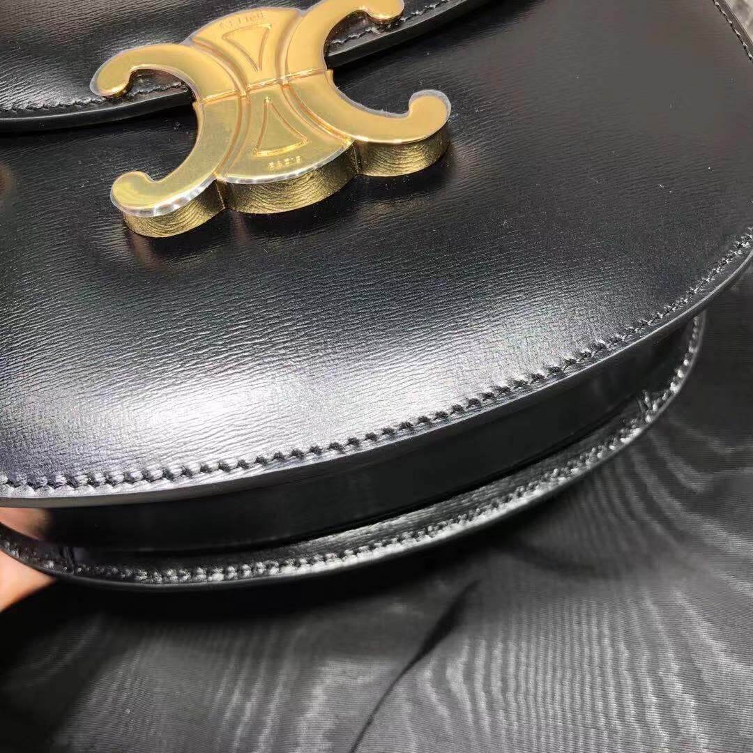 110413 saddle bag besace triomphe teen modele veau satine noir