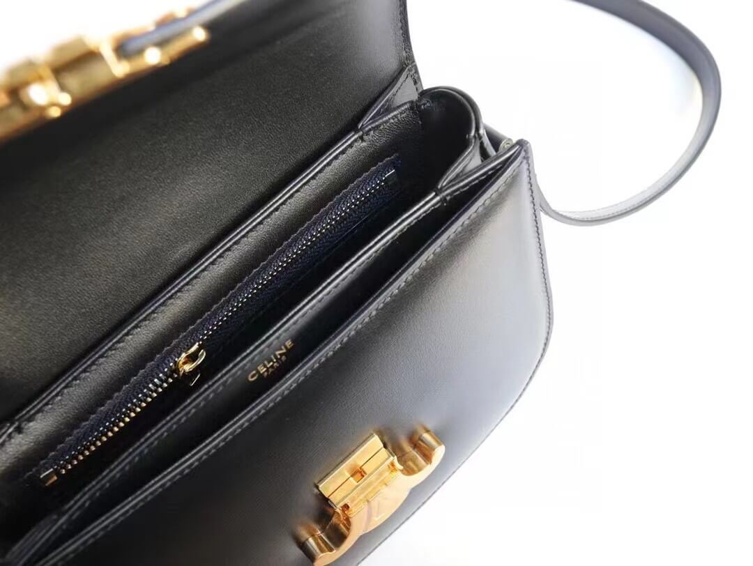 110413 saddle bag besace triomphe teen modele veau satine noir