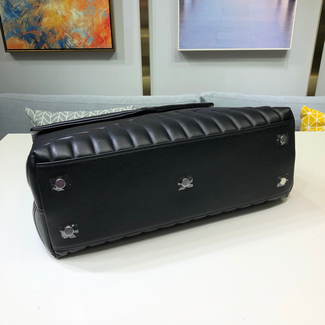 ysl 457014 loulou front flap bag silver hardware supper big size 38cm