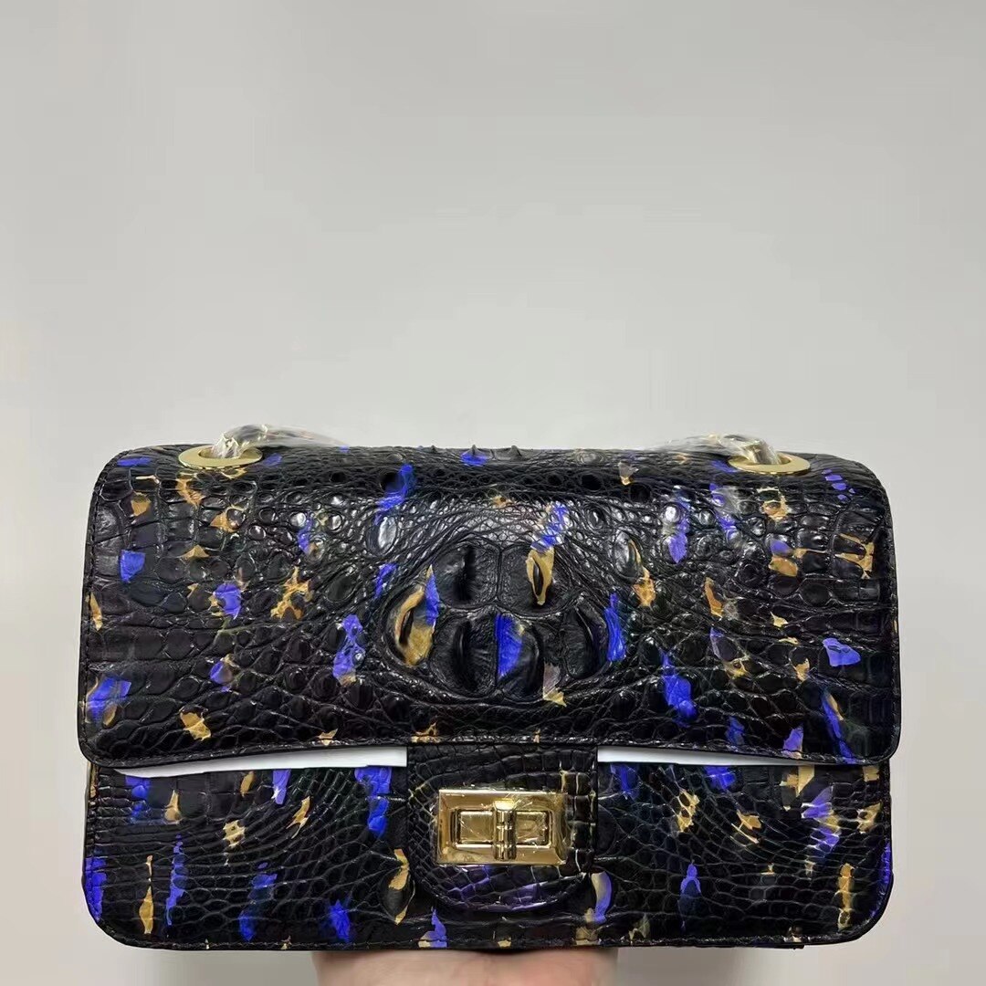 TEE New Skull Crocodile Skin Women's Shoulder Bag Leisure Real Crocodile Leather Lady Crossbody Bag Fashion Large Capacity Bag