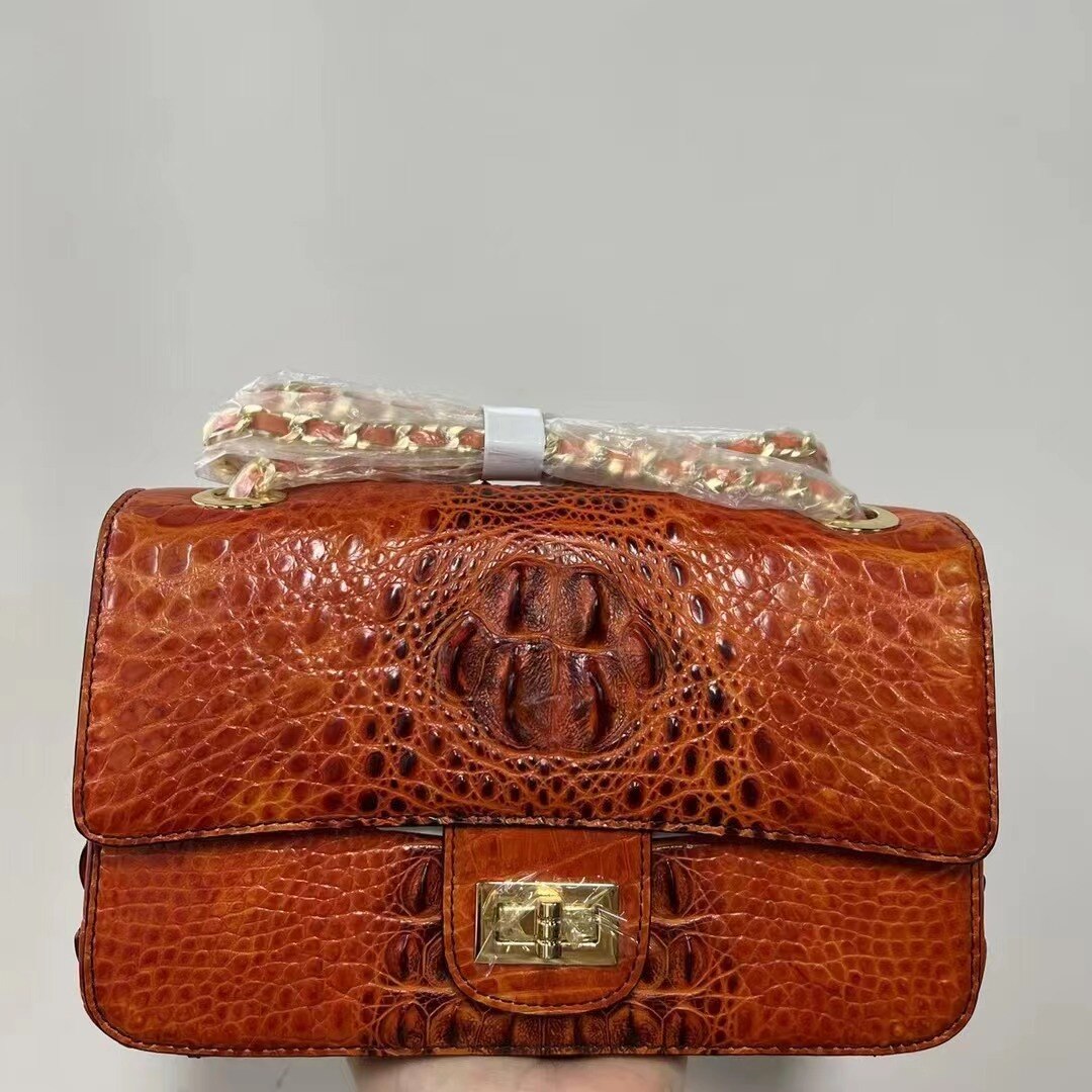 TEE New Skull Crocodile Skin Women's Shoulder Bag Leisure Real Crocodile Leather Lady Crossbody Bag Fashion Large Capacity Bag