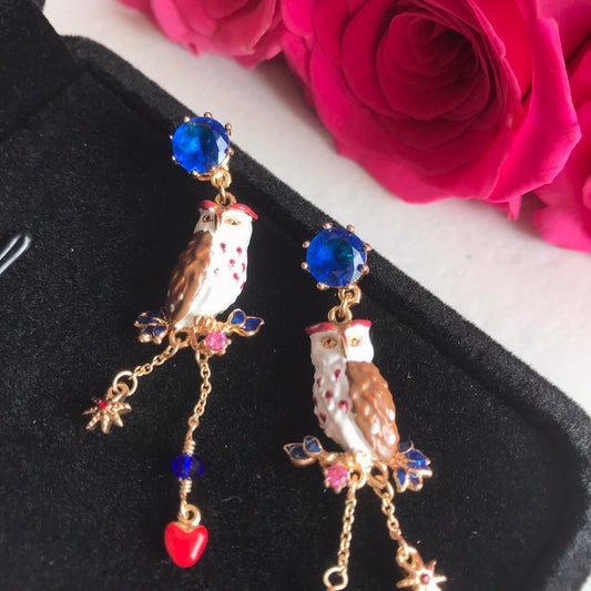 owl love tassel earrings new product of the sen series niche long model eh13168a13