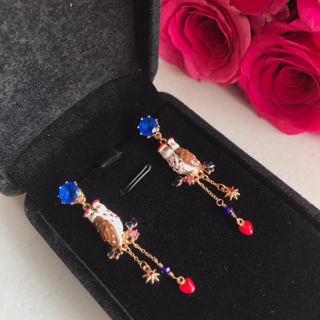 owl love tassel earrings new product of the sen series niche long model eh13168a13