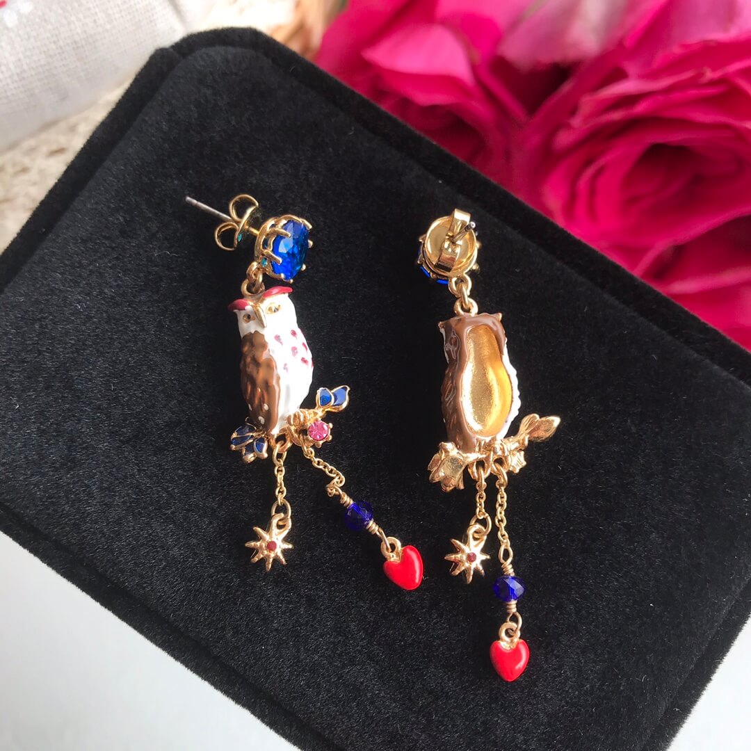 owl love tassel earrings new product of the sen series niche long model eh13168a13