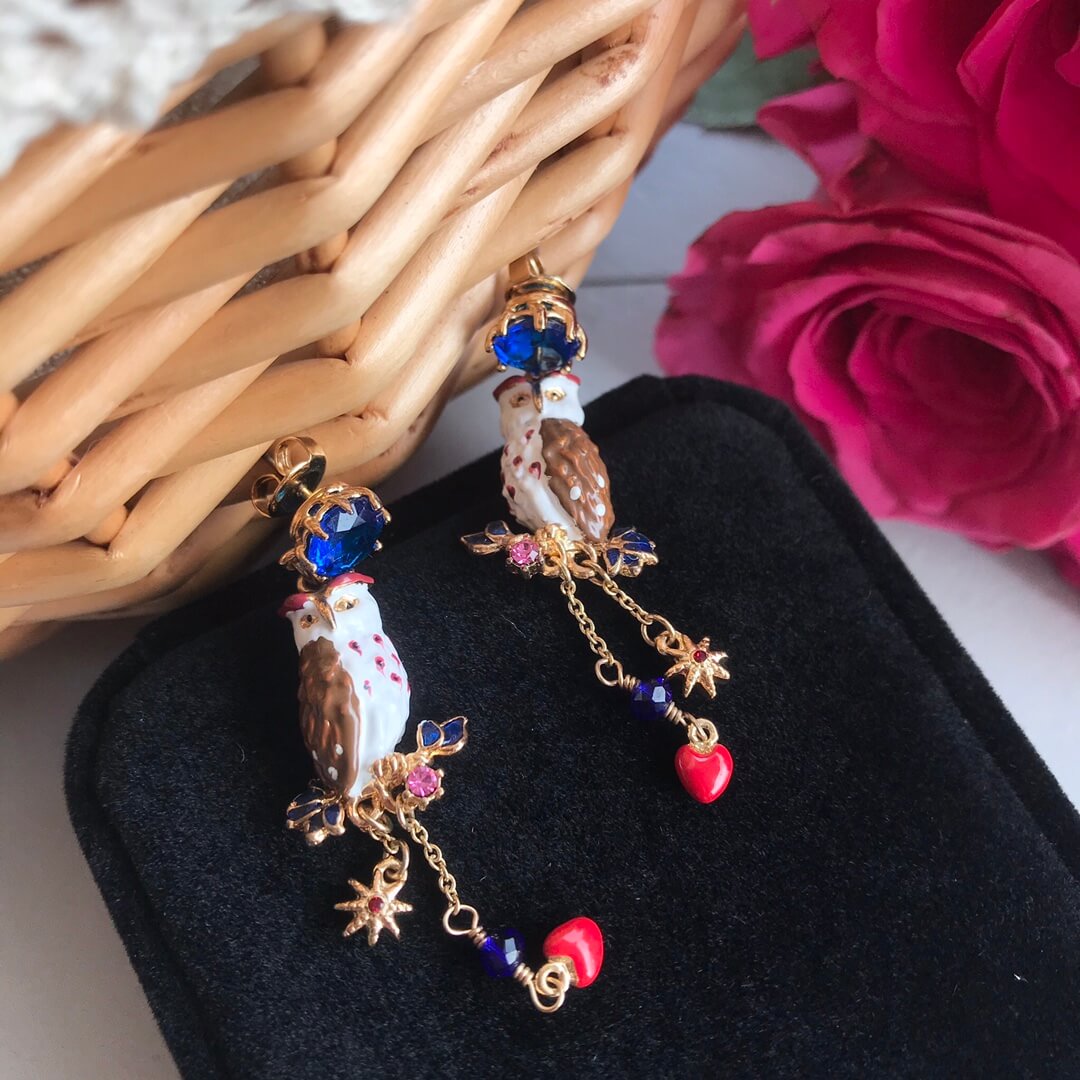 owl love tassel earrings new product of the sen series niche long model eh13168a13